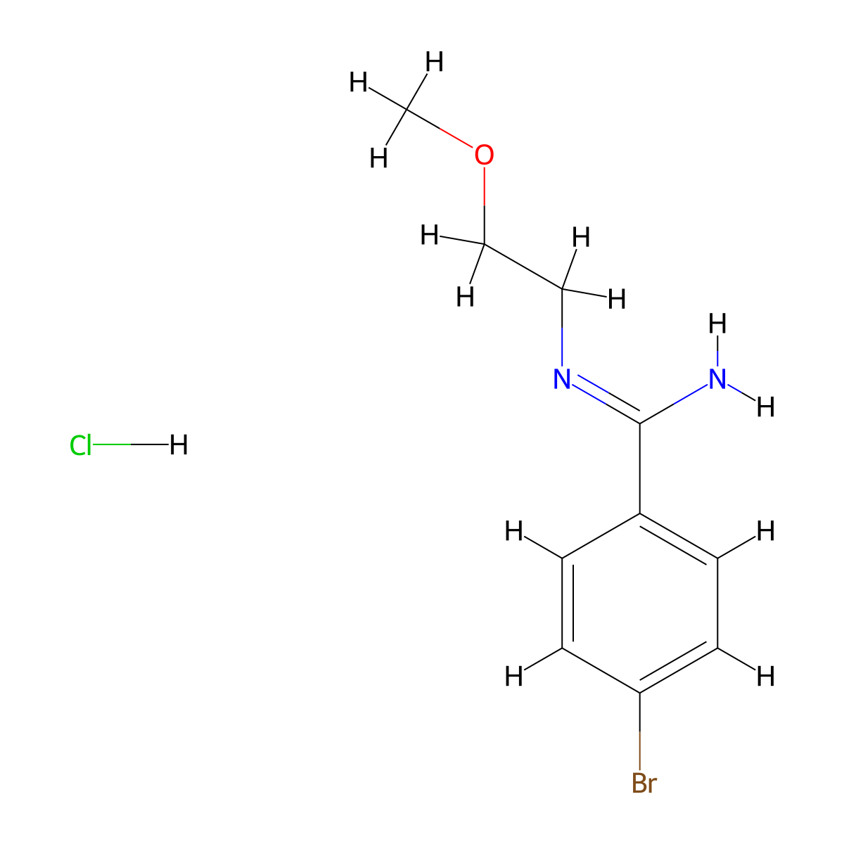 4-bromo-N-(2-methoxyethyl)benzene-1-carboximidamide hydrochloride molecular structure, CAS 1423029-77-9