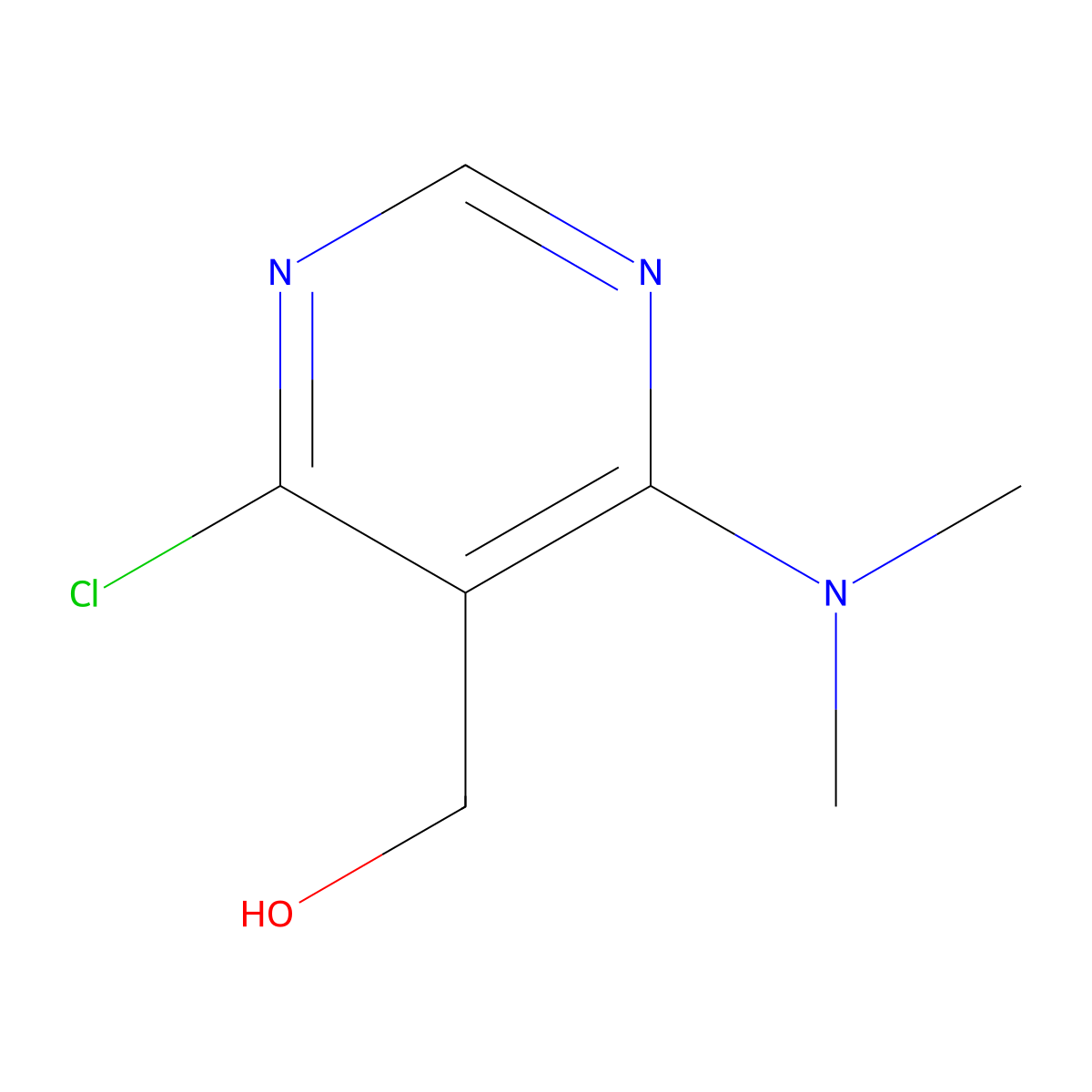 (4-Chloro-6-(dimethylamino)pyrimidin-5-yl)methanol molecular structure, CAS 1423029-78-0