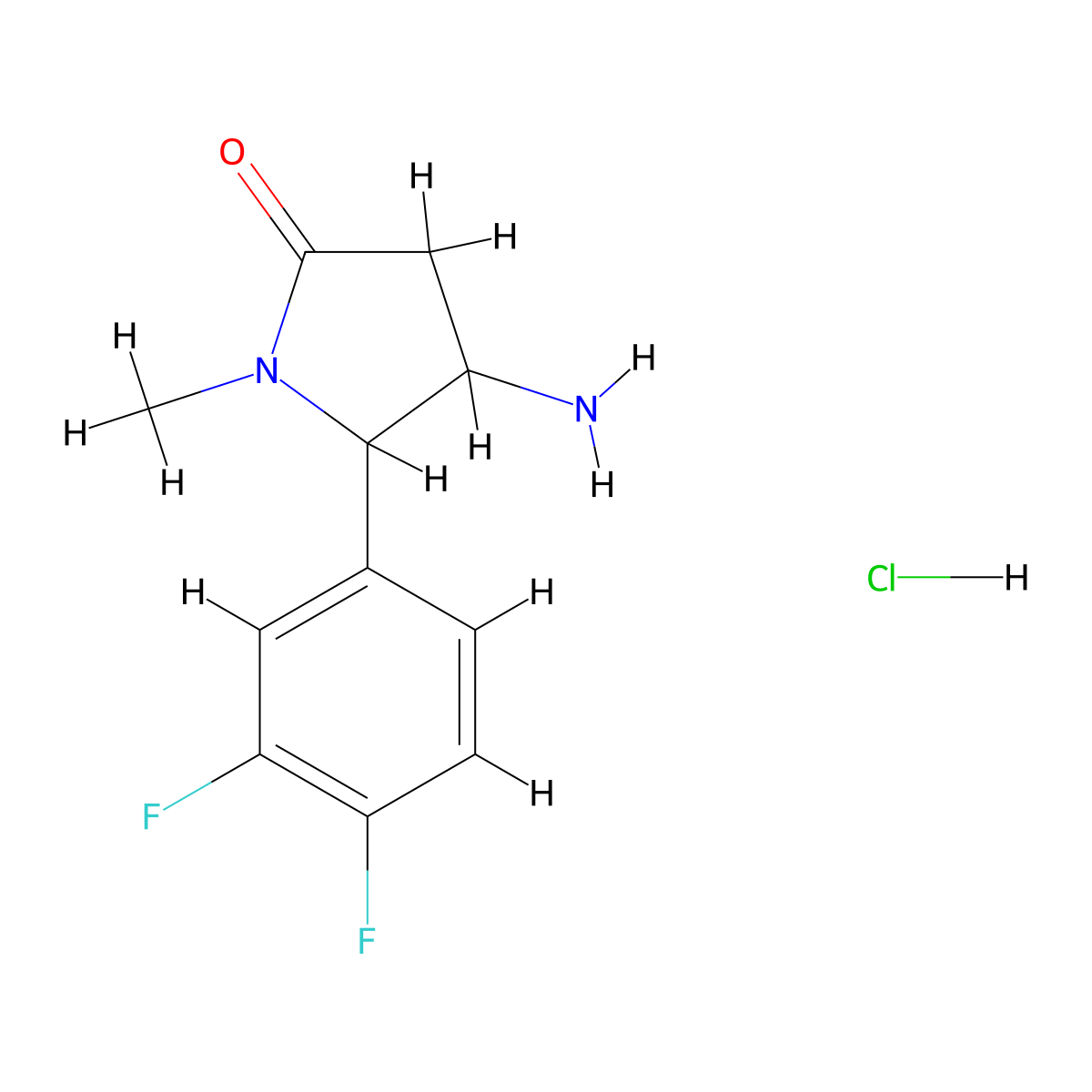 4-Amino-5-(3,4-difluorophenyl)-1-methylpyrrolidin-2-one hydrochloride molecular structure, CAS 1423029-81-5