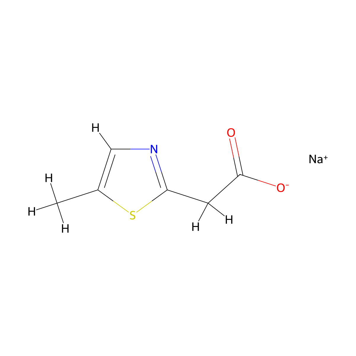 Sodium 2-(5-methyl-1,3-thiazol-2-yl)acetate molecular structure, CAS 1423030-93-6