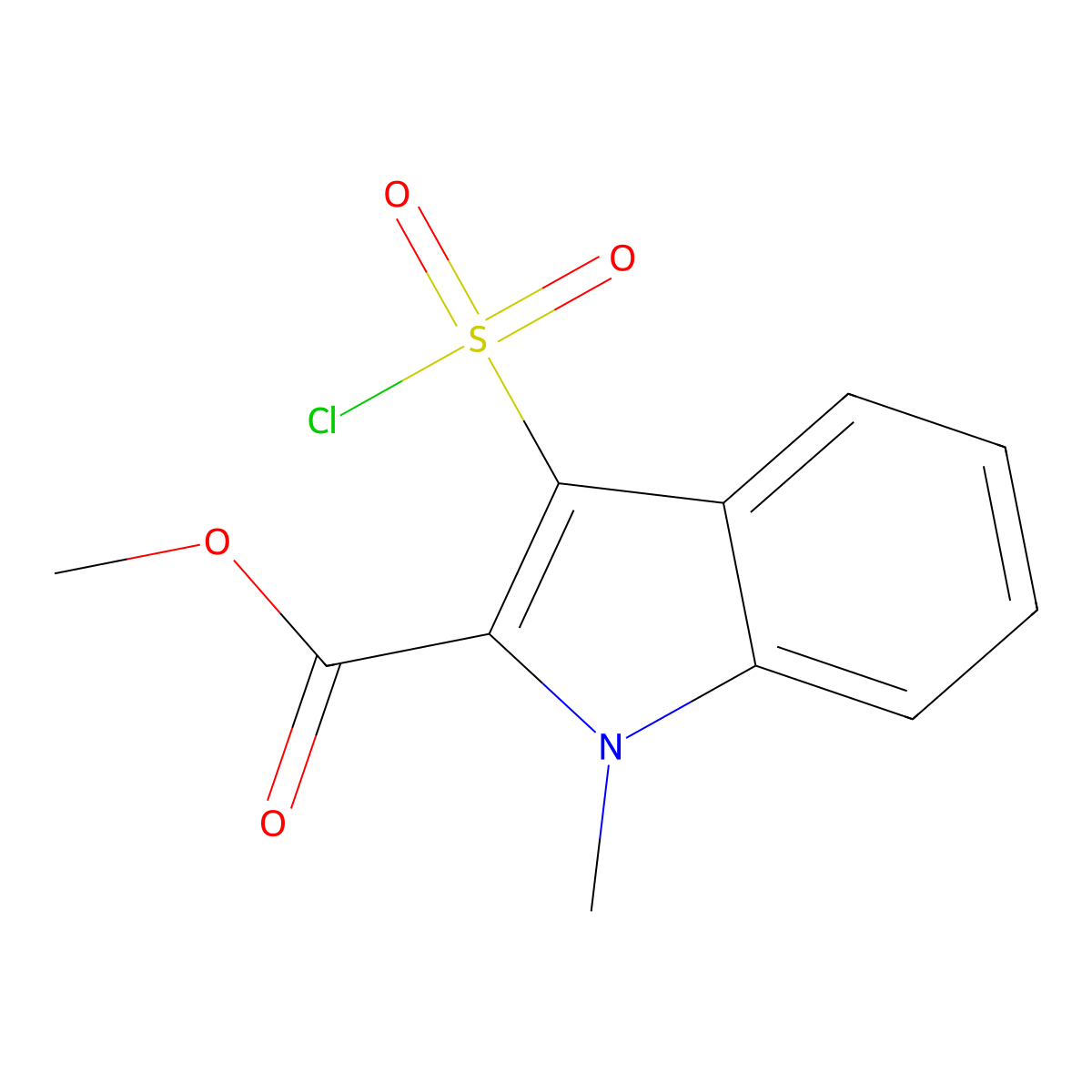 methyl 3-(chlorosulfonyl)-1-methyl-1H-indole-2-carboxylate molecular structure, CAS 1423030-96-9