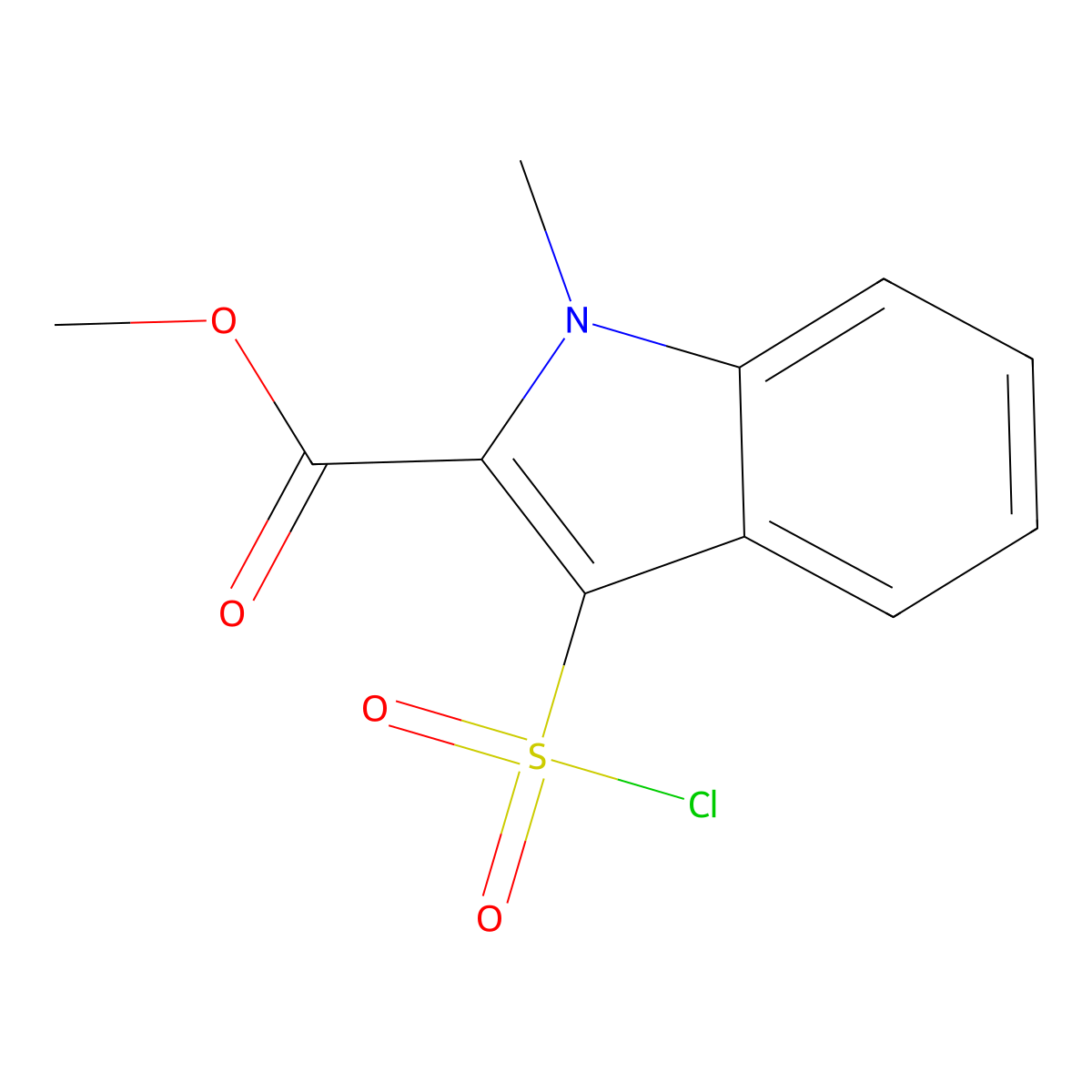 methyl 3-(chlorosulfonyl)-1-methyl-1H-indole-2-carboxylate molecular structure, CAS 1423030-96-9