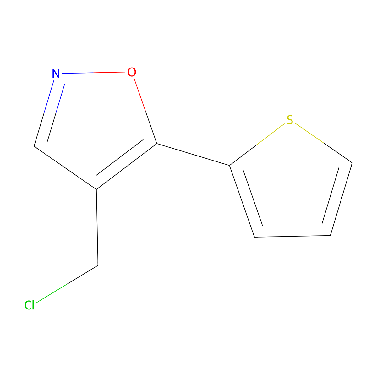 Isoxazole, 4-(chloromethyl)-5-(2-thienyl)- molecular structure, CAS 1423031-02-0
