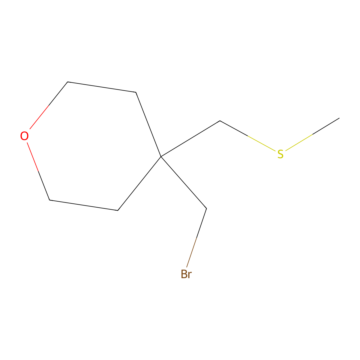 4-(Bromomethyl)-4-[(methylsulfanyl)methyl]oxane molecular structure, CAS 1423031-03-1
