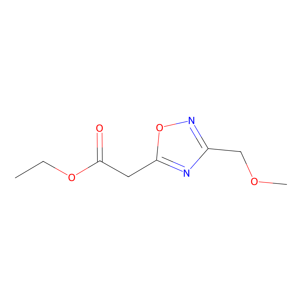 1,2,4-Oxadiazole-5-acetic acid, 3-(methoxymethyl)-, ethyl ester molecular structure, CAS 1423031-04-2