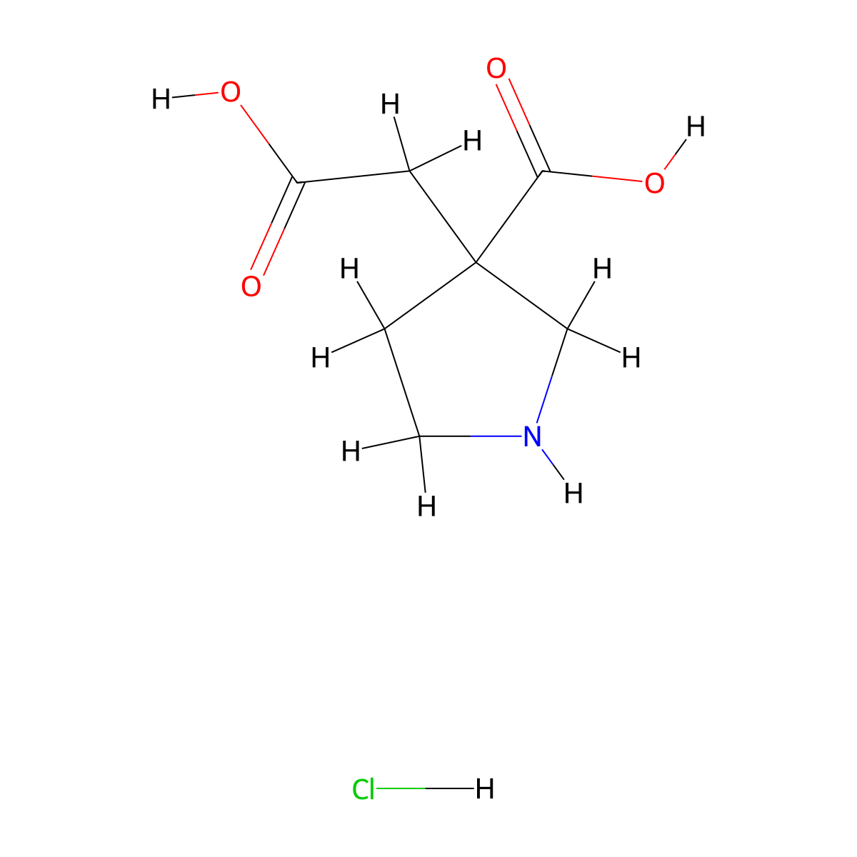3-(Carboxymethyl)pyrrolidine-3-carboxylic acid hydrochloride molecular structure, CAS 1423031-09-7