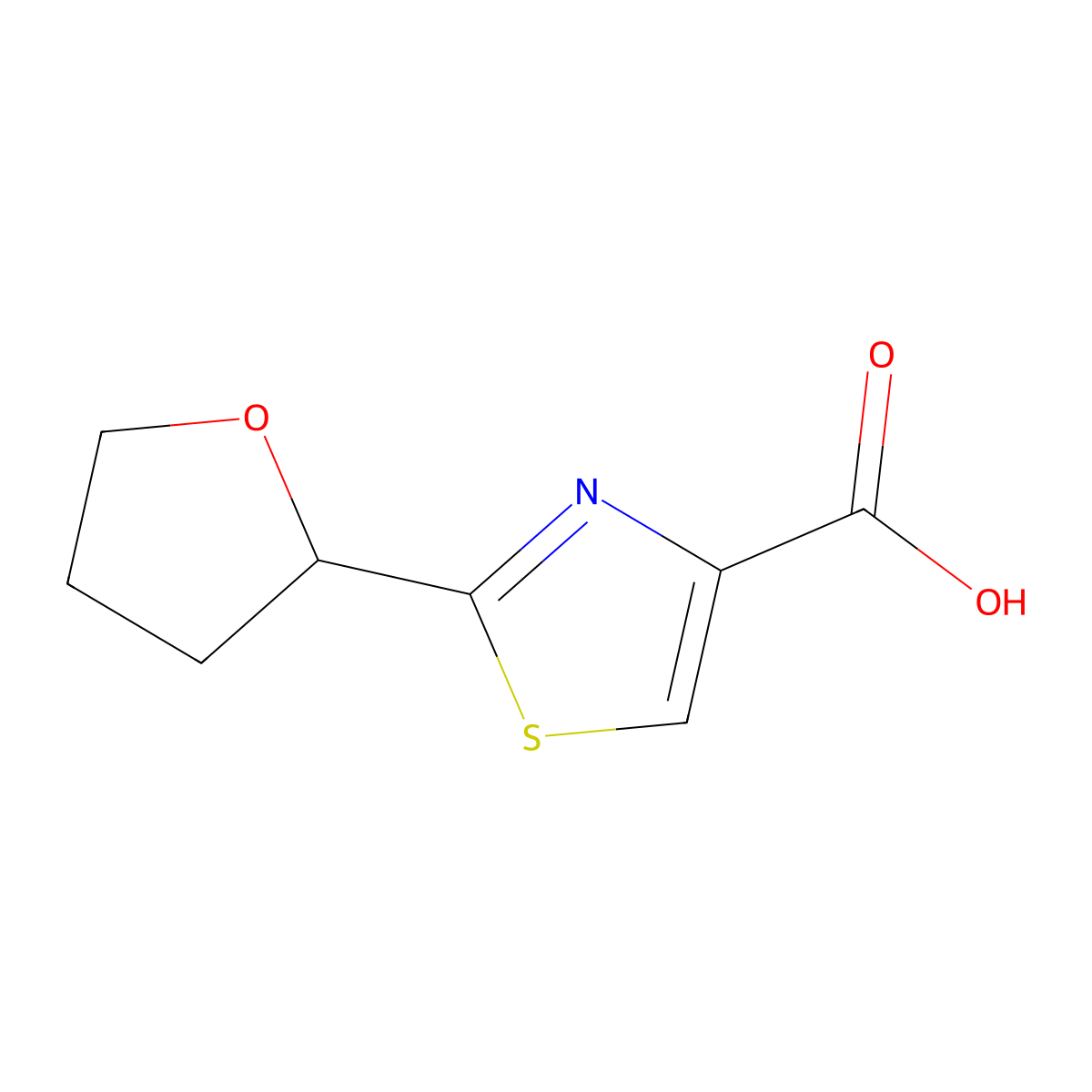 2-(Oxolan-2-yl)-1,3-thiazole-4-carboxylic acid molecular structure, CAS 1423031-12-2