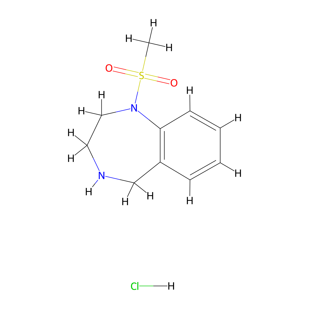 1-methanesulfonyl-2,3,4,5-tetrahydro-1H-1,4-benzodiazepine hydrochloride molecular structure, CAS 1423031-15-5