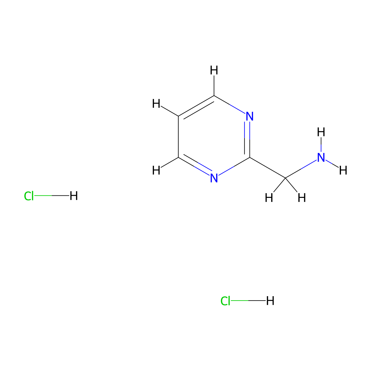 Pyrimidin-2-ylmethanamine dihydrochloride molecular structure, CAS 1423031-16-6