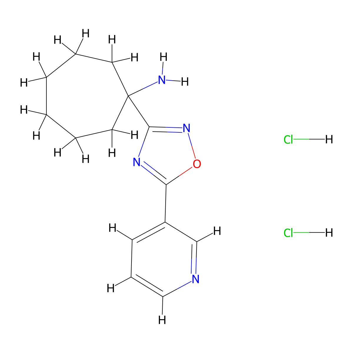 1-[5-(Pyridin-3-yl)-1,2,4-oxadiazol-3-yl]cycloheptan-1-amine dihydrochloride molecular structure, CAS 1423031-20-2