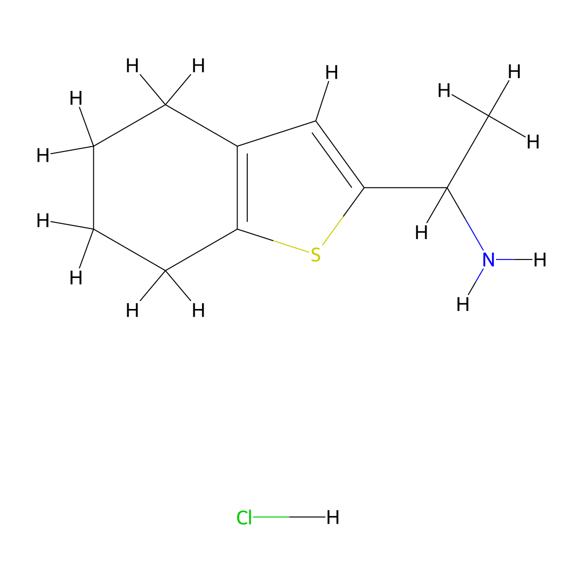 1-(4,5,6,7-Tetrahydro-1-benzothiophen-2-yl)ethan-1-amine hydrochloride molecular structure, CAS 1423031-24-6
