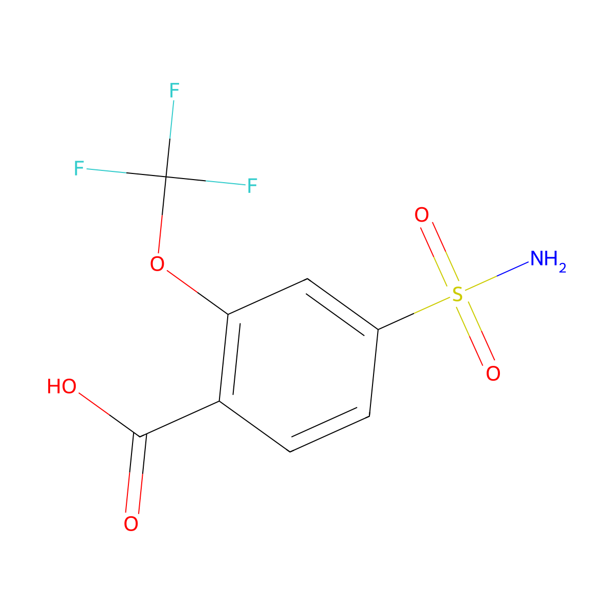 4-Sulfamoyl-2-(trifluoromethoxy)benzoic acid molecular structure, CAS 1423031-25-7