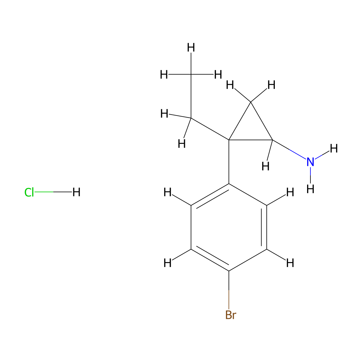 2-(4-Bromophenyl)-2-ethylcyclopropan-1-amine hydrochloride molecular structure, CAS 1423031-27-9