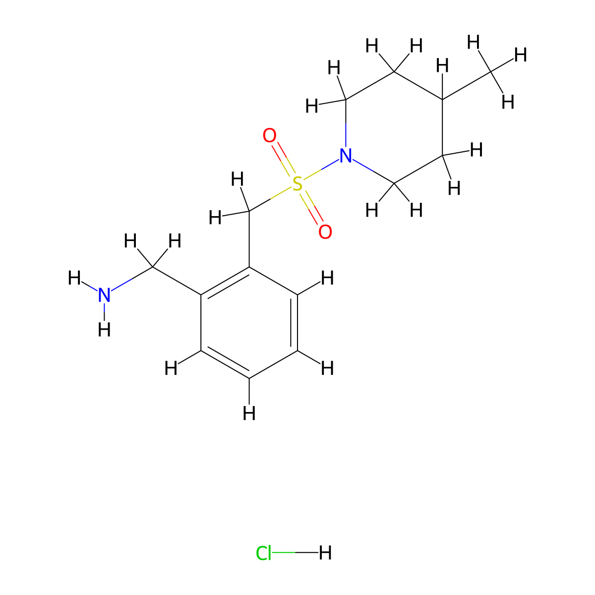 (2-{[(4-Methylpiperidin-1-yl)sulfonyl]methyl}phenyl)methanamine hydrochloride molecular structure, CAS 1423031-28-0
