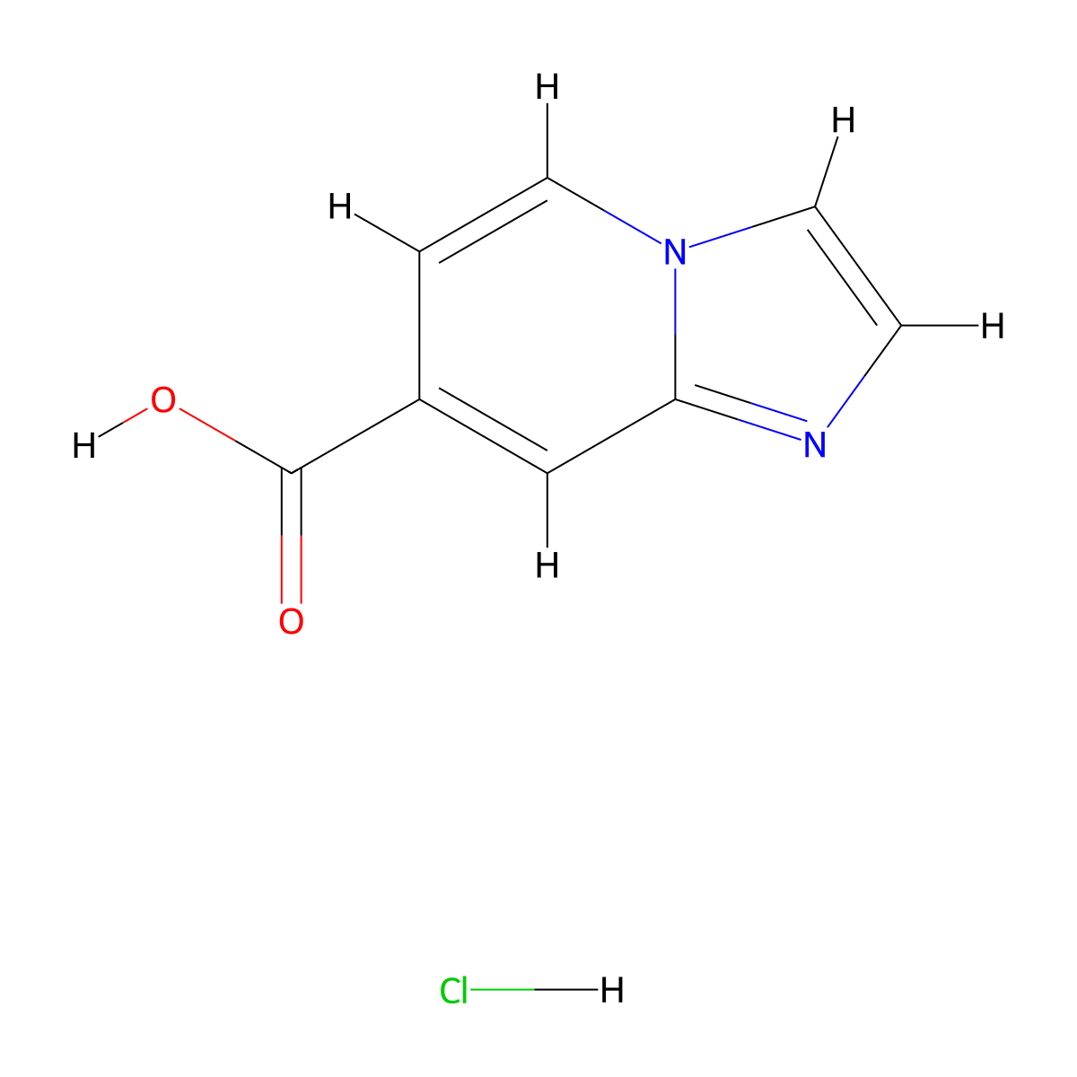 Imidazo(1,2-a)pyridine-7-carboxylic acid hydrochloride molecular structure, CAS 1423031-35-9