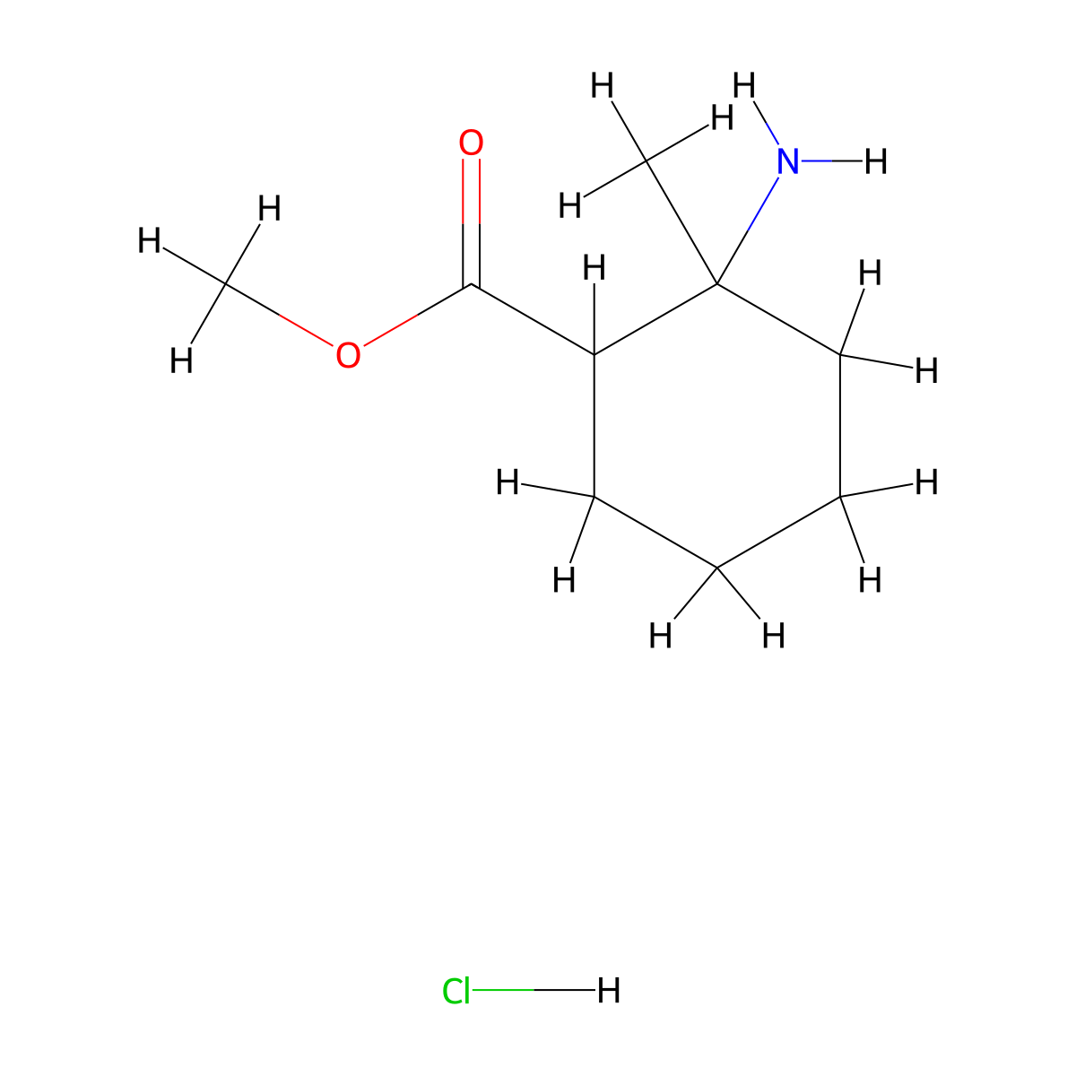 Methyl 2-amino-2-methylcyclohexane-1-carboxylate hydrochloride molecular structure, CAS 1423031-36-0