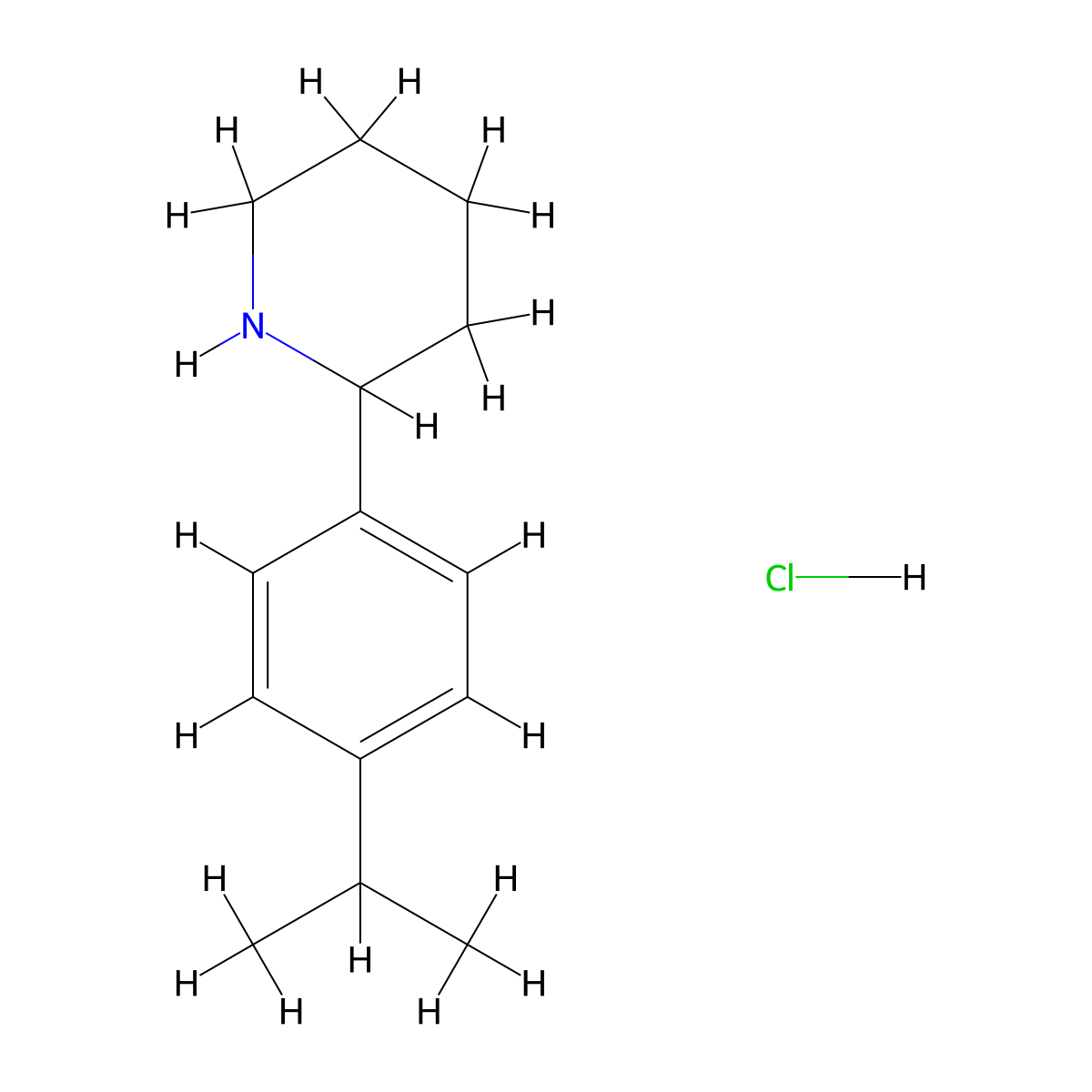 2-[4-(Propan-2-yl)phenyl]piperidine hydrochloride molecular structure, CAS 1423031-37-1