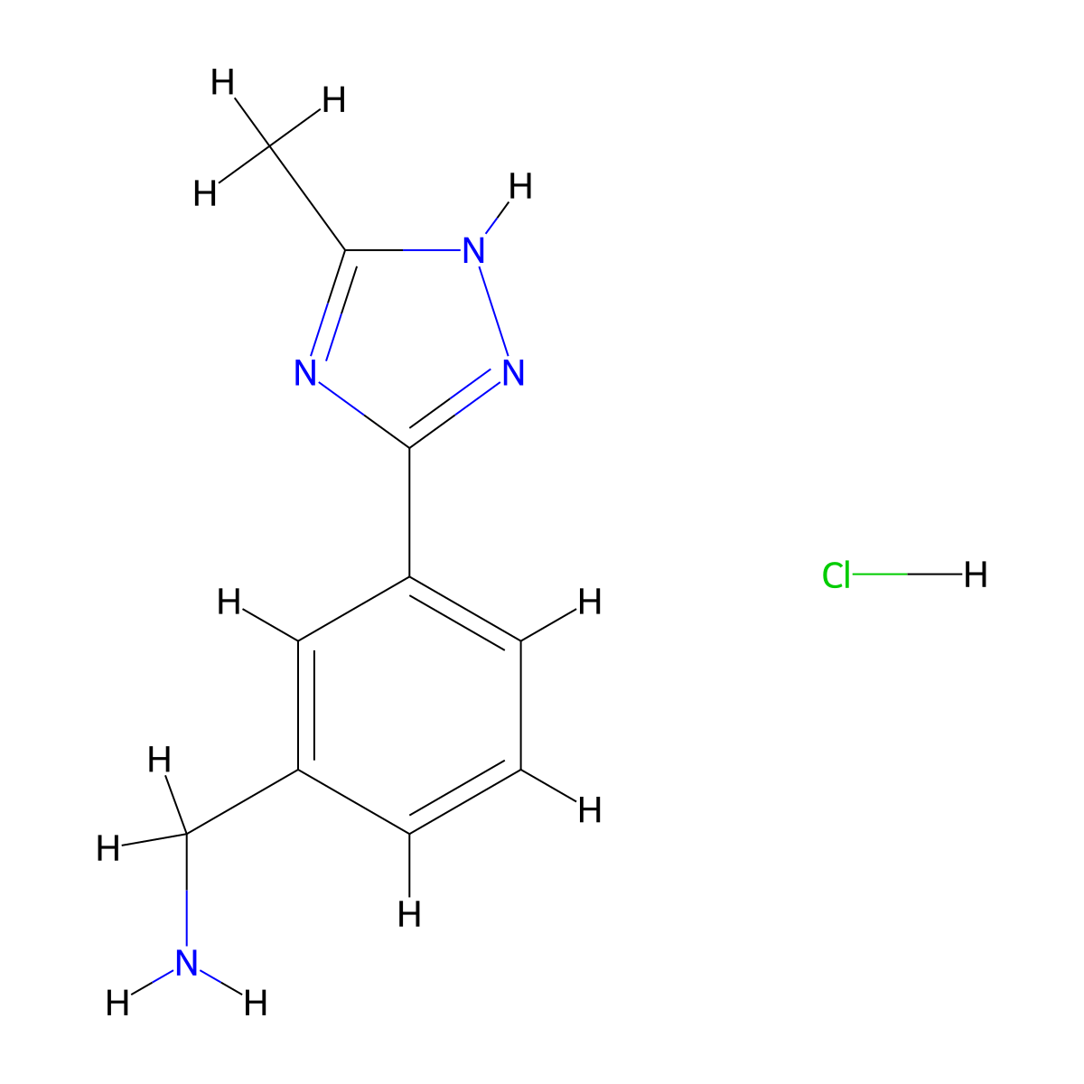 [3-(5-methyl-1H-1,2,4-triazol-3-yl)phenyl]methanamine hydrochloride molecular structure, CAS 1423031-38-2