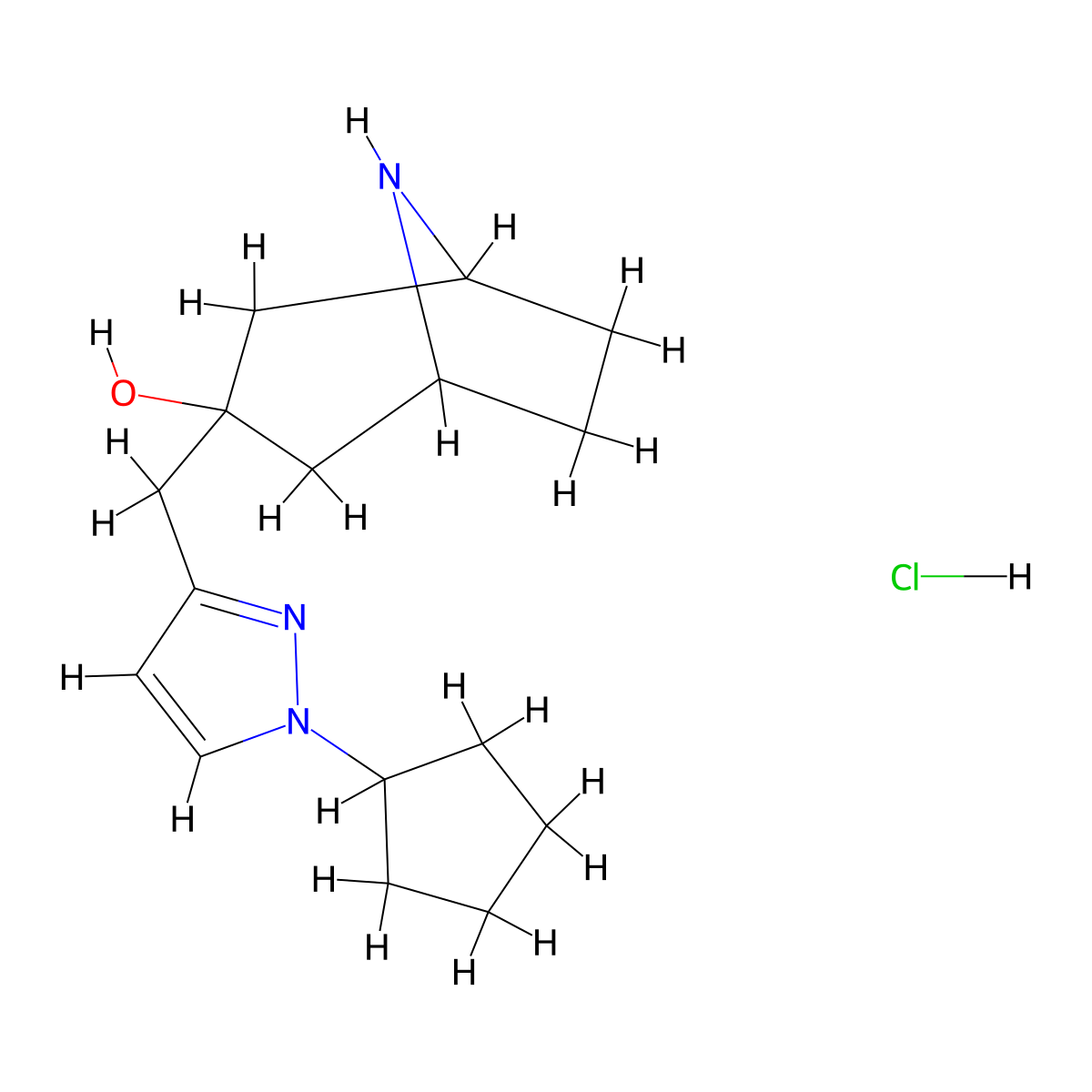 3-[(1-cyclopentyl-1H-pyrazol-3-yl)methyl]-8-azabicyclo[3.2.1]octan-3-ol hydrochloride molecular structure, CAS 1423031-41-7