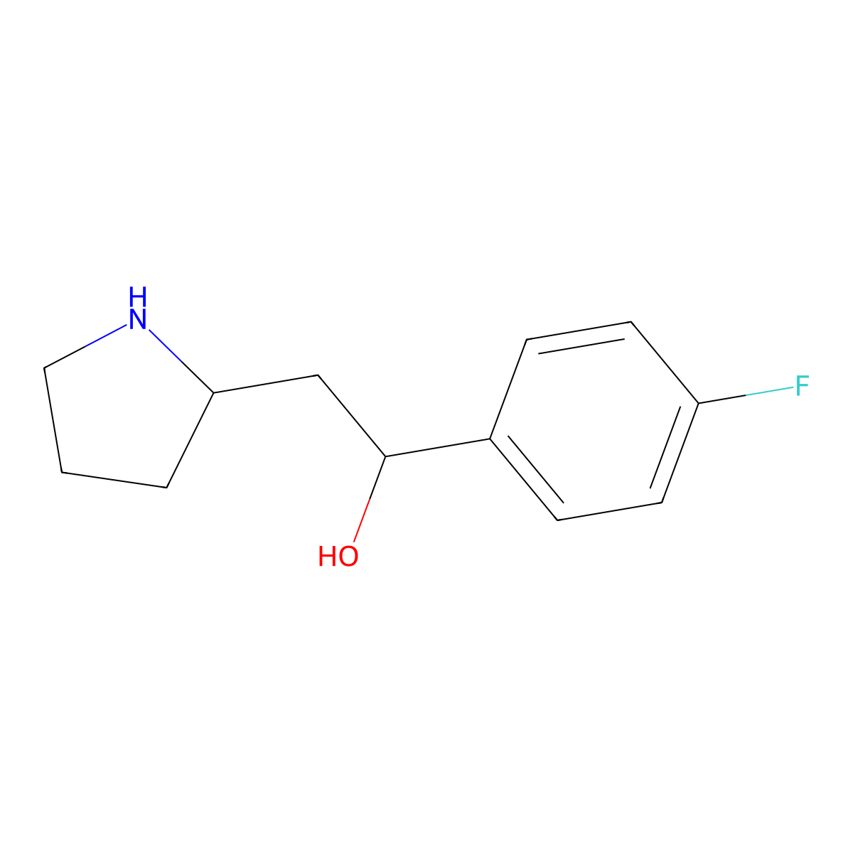 1-(4-Fluorophenyl)-2-(pyrrolidin-2-yl)ethan-1-ol molecular structure, CAS 1423031-42-8
