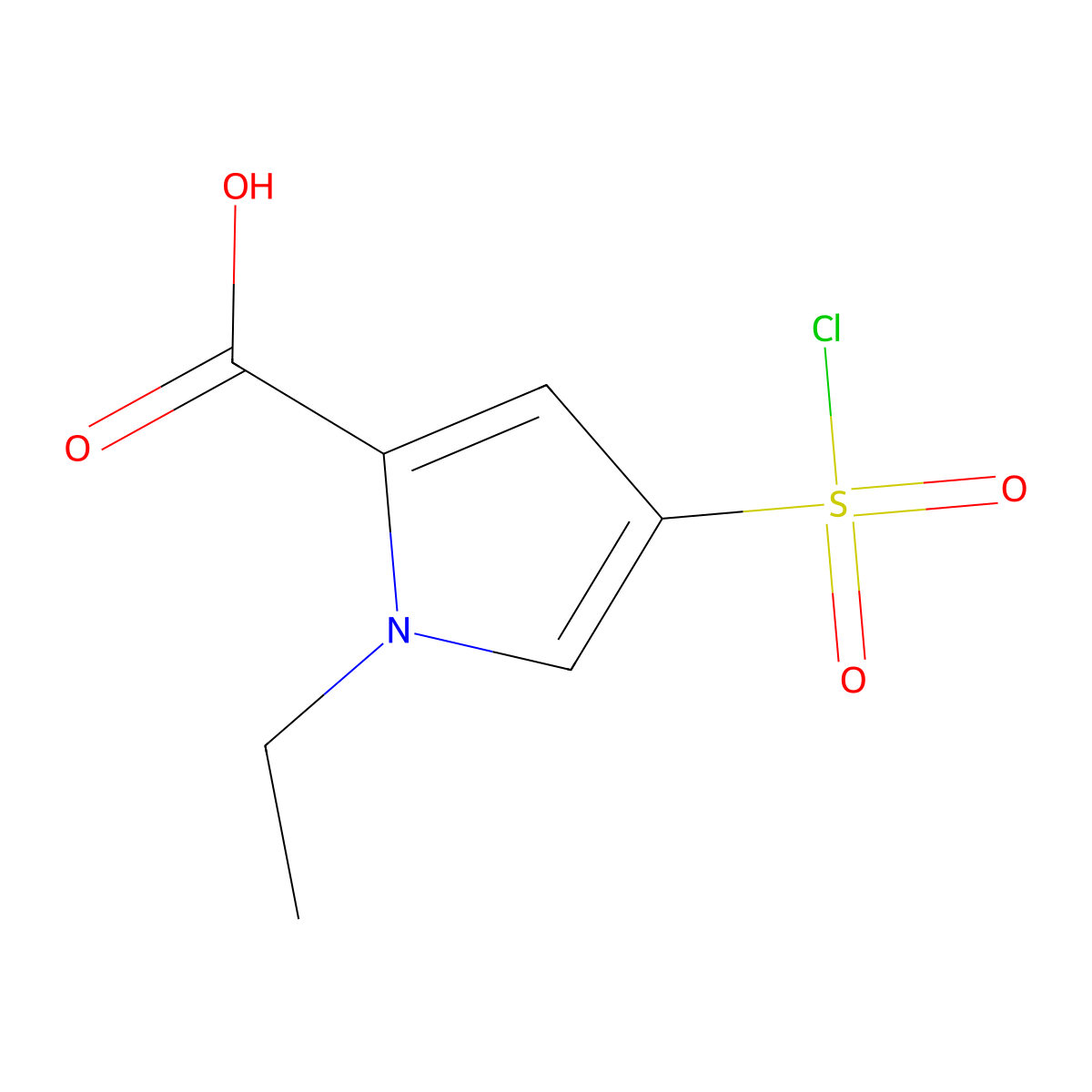 4-(Chlorosulfonyl)-1-ethyl-1H-pyrrole-2-carboxylic acid molecular structure, CAS 1423031-53-1