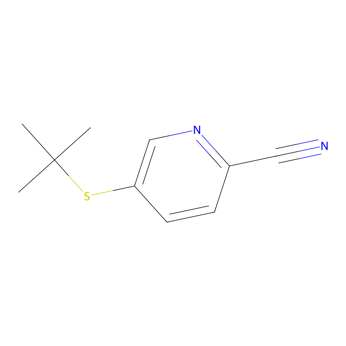 5-(Tert-butylsulfanyl)pyridine-2-carbonitrile molecular structure, CAS 1423031-55-3