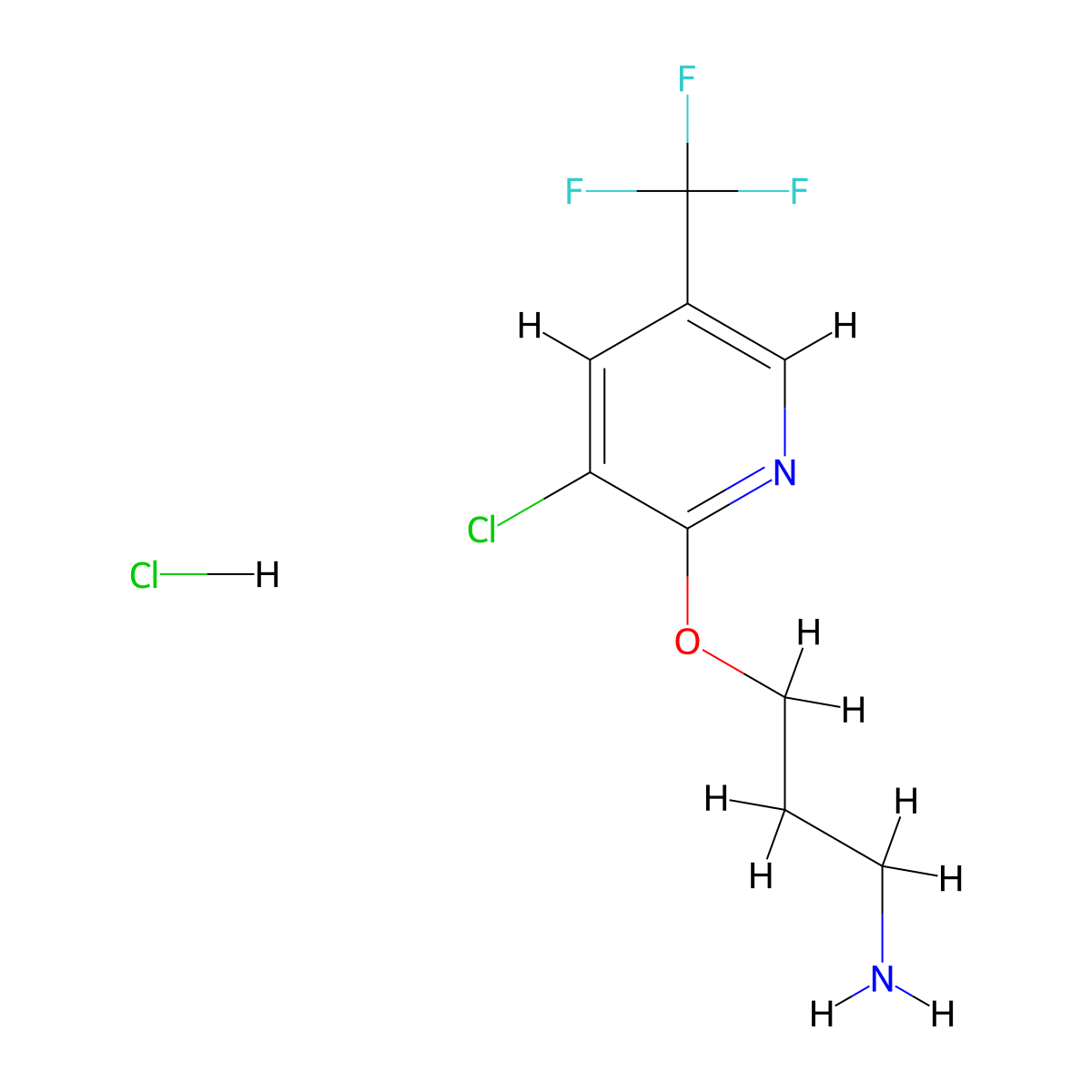 3-((3-Chloro-5-(trifluoromethyl)pyridin-2-yl)oxy)propan-1-amine hydrochloride molecular structure, CAS 1423031-64-4