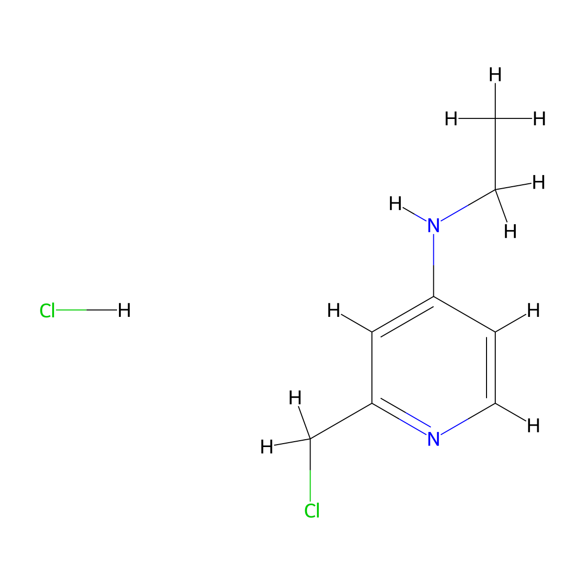 2-(chloromethyl)-N-ethylpyridin-4-amine hydrochloride molecular structure, CAS 1423031-65-5