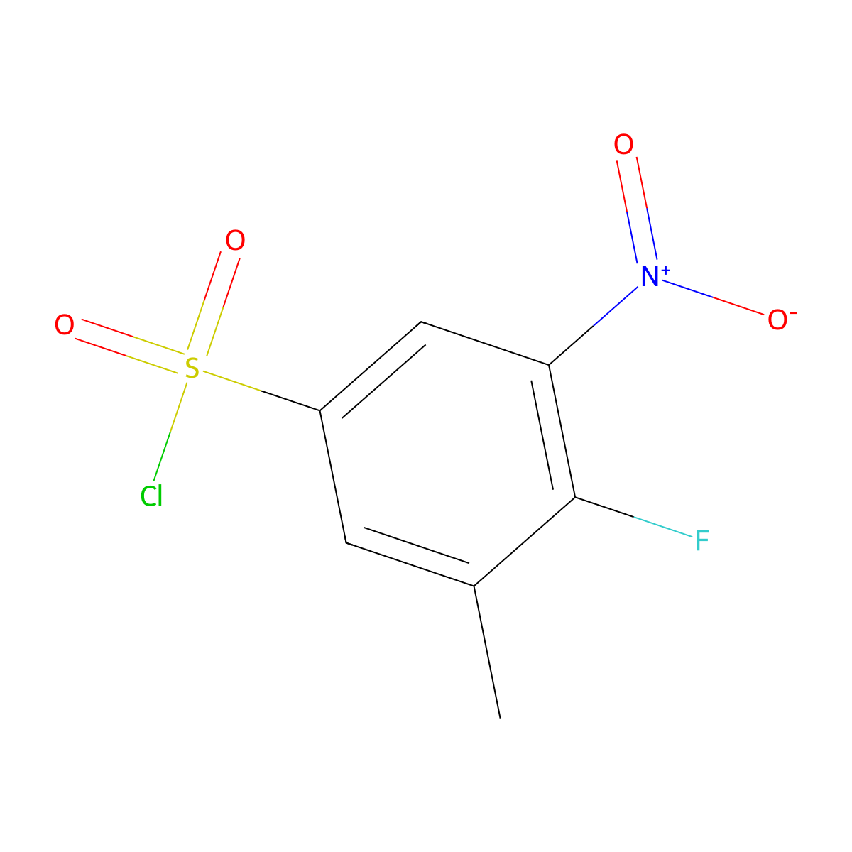 4-Fluoro-3-methyl-5-nitrobenzene-1-sulfonyl chloride molecular structure, CAS 1423031-66-6