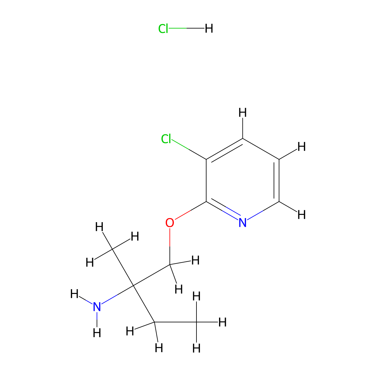 2-(2-Amino-2-methylbutoxy)-3-chloropyridine hydrochloride molecular structure, CAS 1423031-69-9