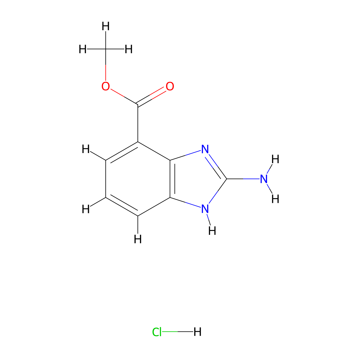 methyl 2-amino-1H-1,3-benzodiazole-4-carboxylate hydrochloride molecular structure, CAS 1423031-82-6