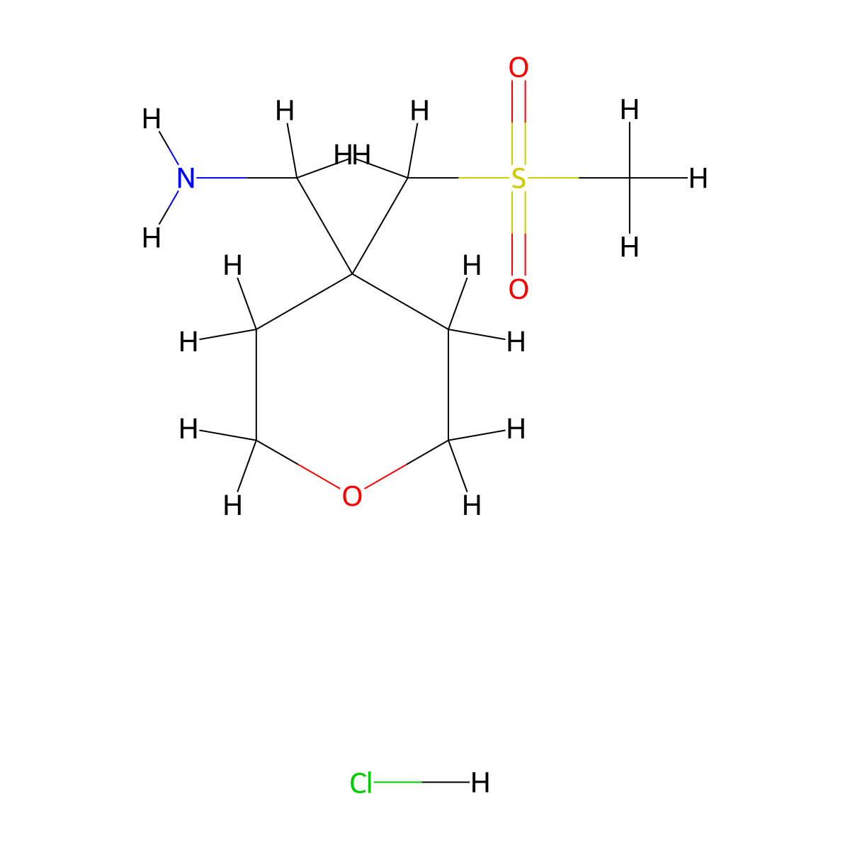 [4-(Methanesulfonylmethyl)oxan-4-yl]methanamine hydrochloride molecular structure, CAS 1423031-85-9
