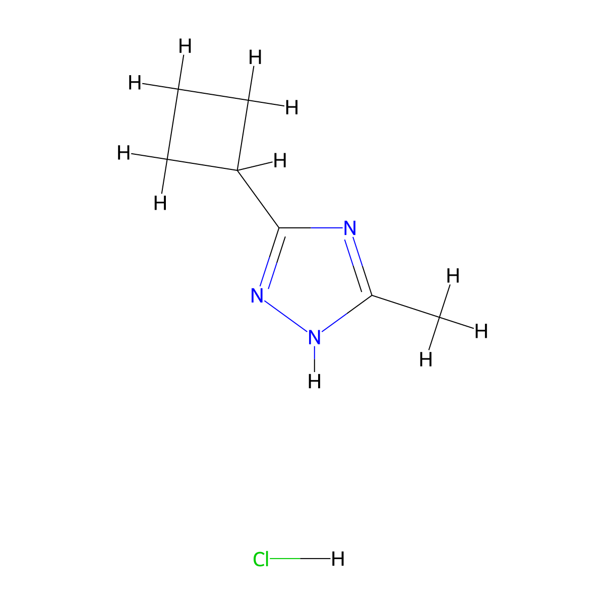 3-cyclobutyl-5-methyl-1H-1,2,4-triazole hydrochloride molecular structure, CAS 1423031-88-2