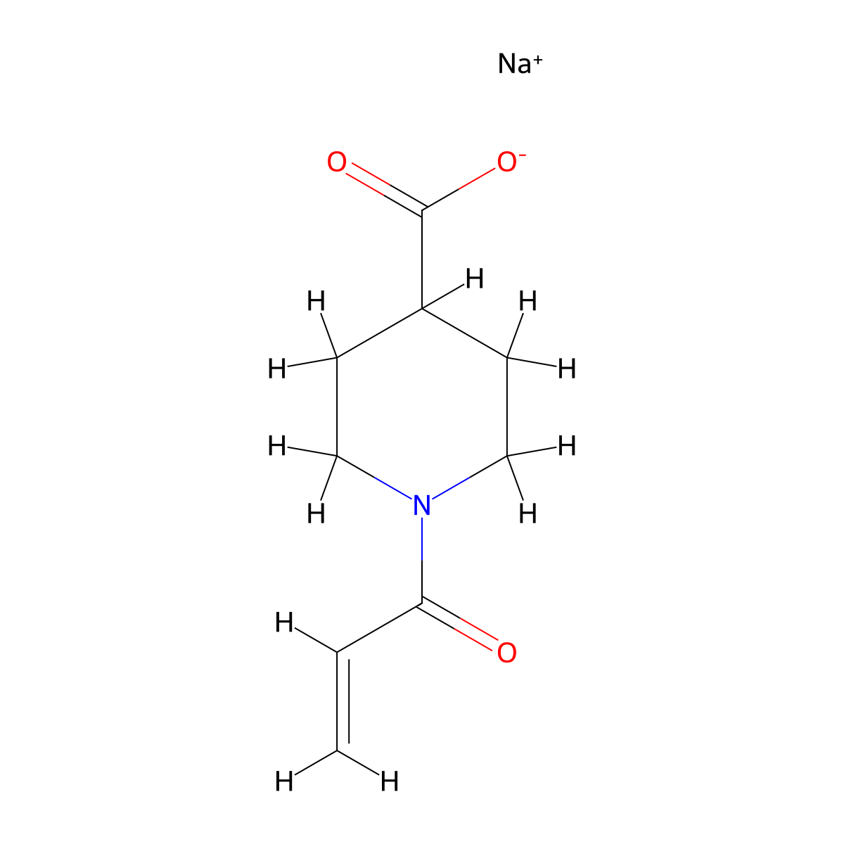 Sodium 1-(prop-2-enoyl)piperidine-4-carboxylate molecular structure, CAS 1423031-89-3