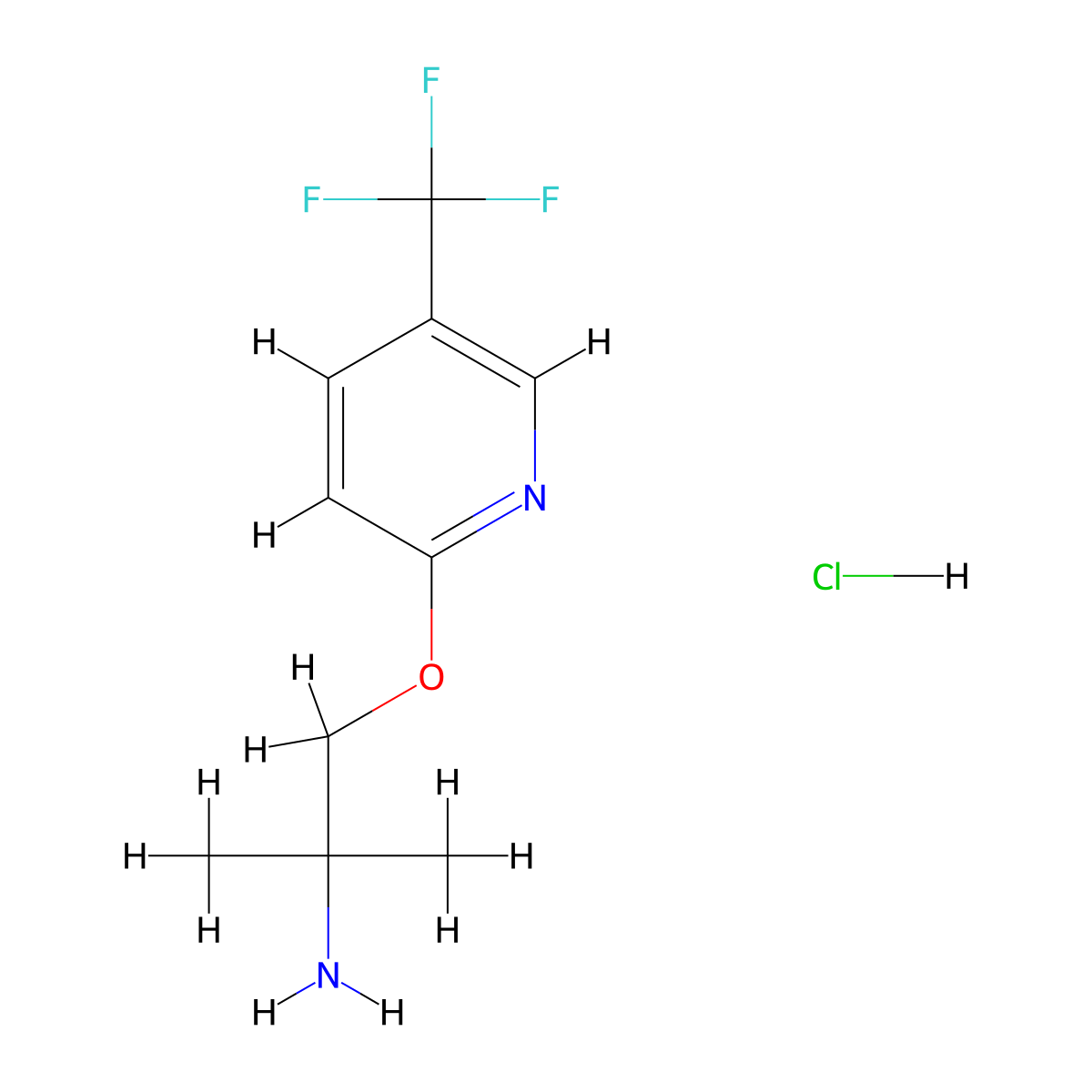 2-(2-Amino-2-methylpropoxy)-5-(trifluoromethyl)pyridine hydrochloride molecular structure, CAS 1423031-92-8