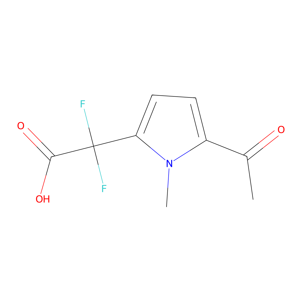 2-(5-acetyl-1-methyl-1H-pyrrol-2-yl)-2,2-difluoroacetic acid molecular structure, CAS 1423031-93-9