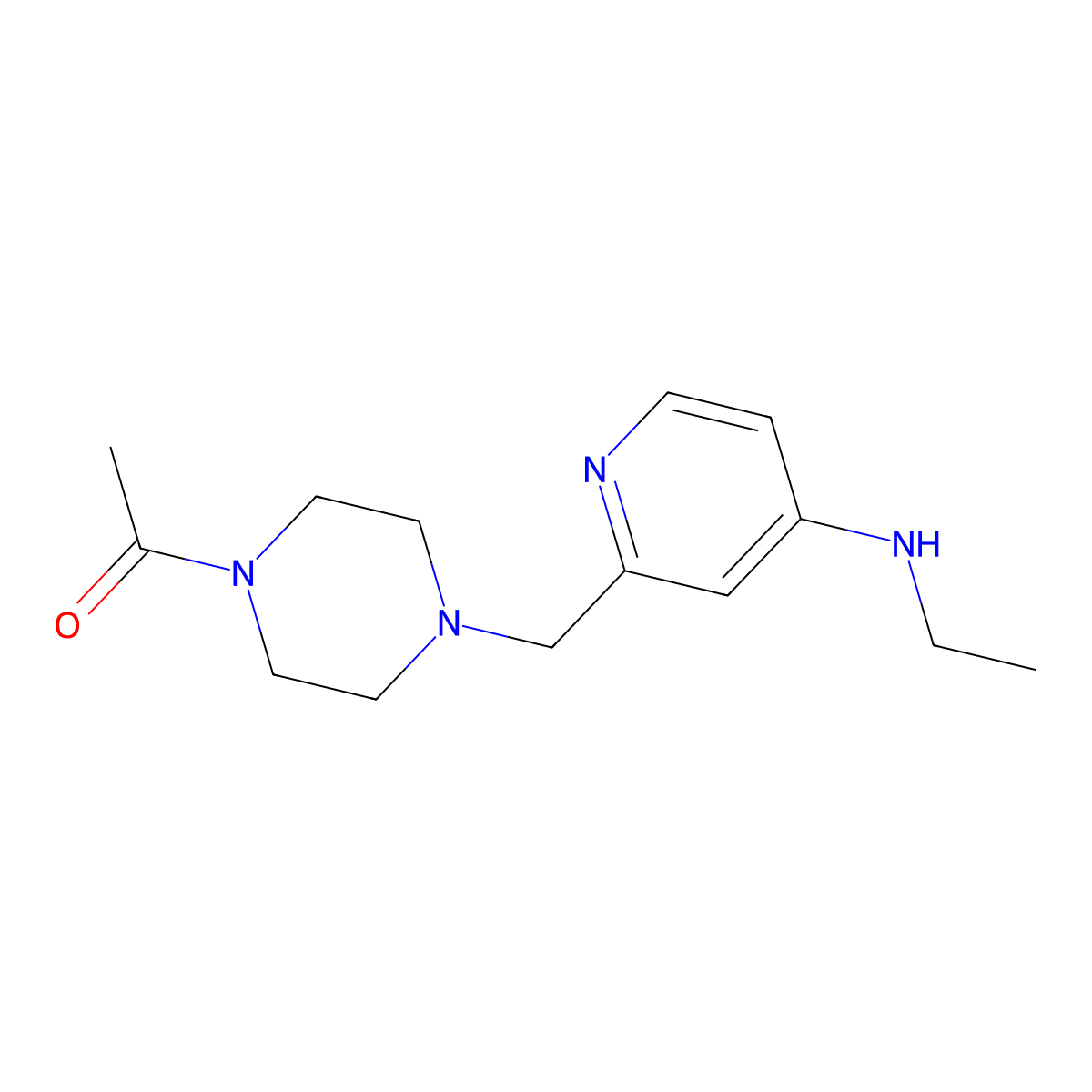 1-(4-{[4-(Ethylamino)pyridin-2-yl]methyl}piperazin-1-yl)ethan-1-one molecular structure, CAS 1423032-02-3