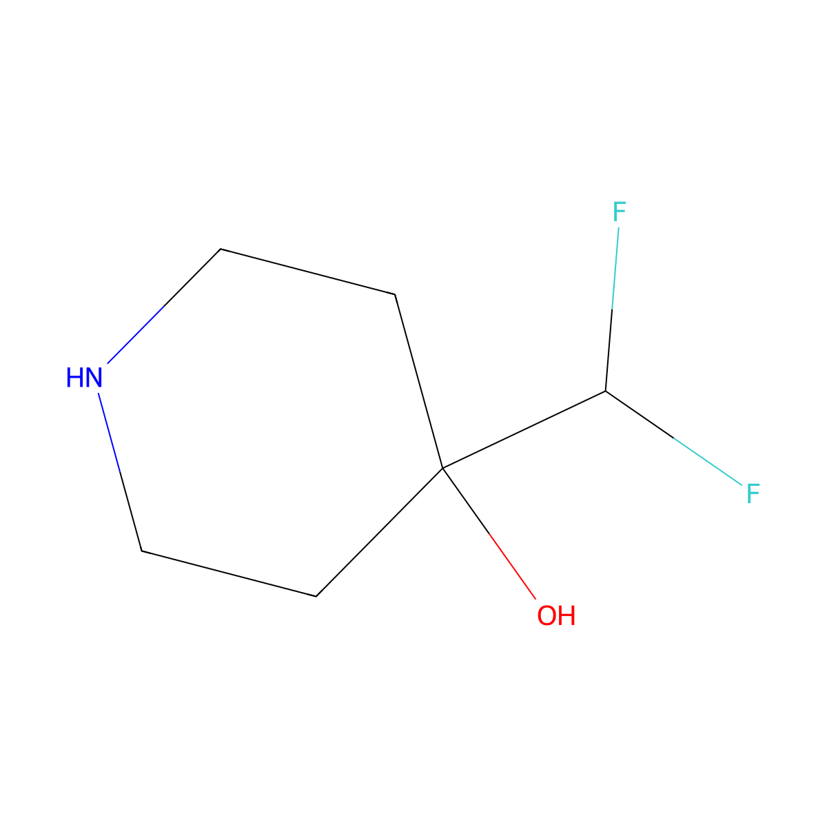 4-(Difluoromethyl)piperidin-4-ol molecular structure, CAS 1423032-03-4
