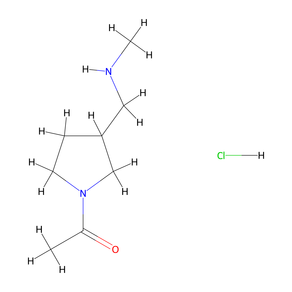 1-{3-[(Methylamino)methyl]pyrrolidin-1-yl}ethan-1-one hydrochloride molecular structure, CAS 1423032-06-7