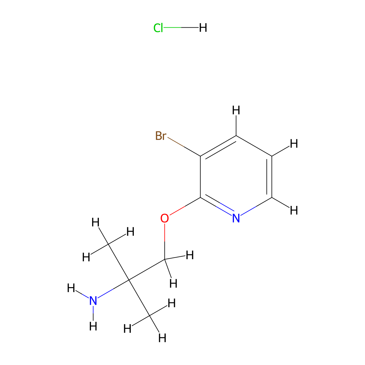 2-(2-Amino-2-methylpropoxy)-3-bromopyridine hydrochloride molecular structure, CAS 1423032-07-8