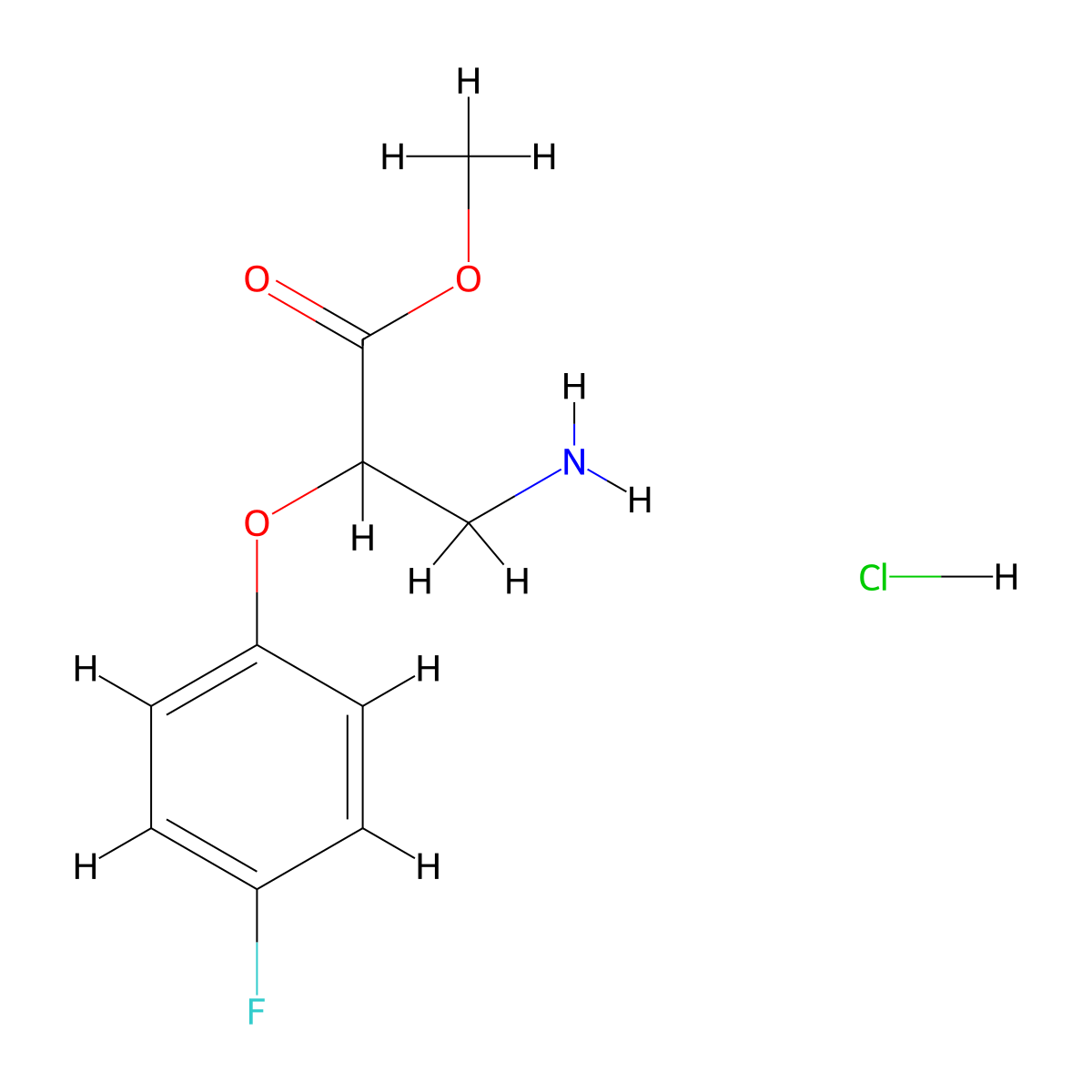 Methyl 3-amino-2-(4-fluorophenoxy)propanoate hydrochloride molecular structure, CAS 1423032-11-4