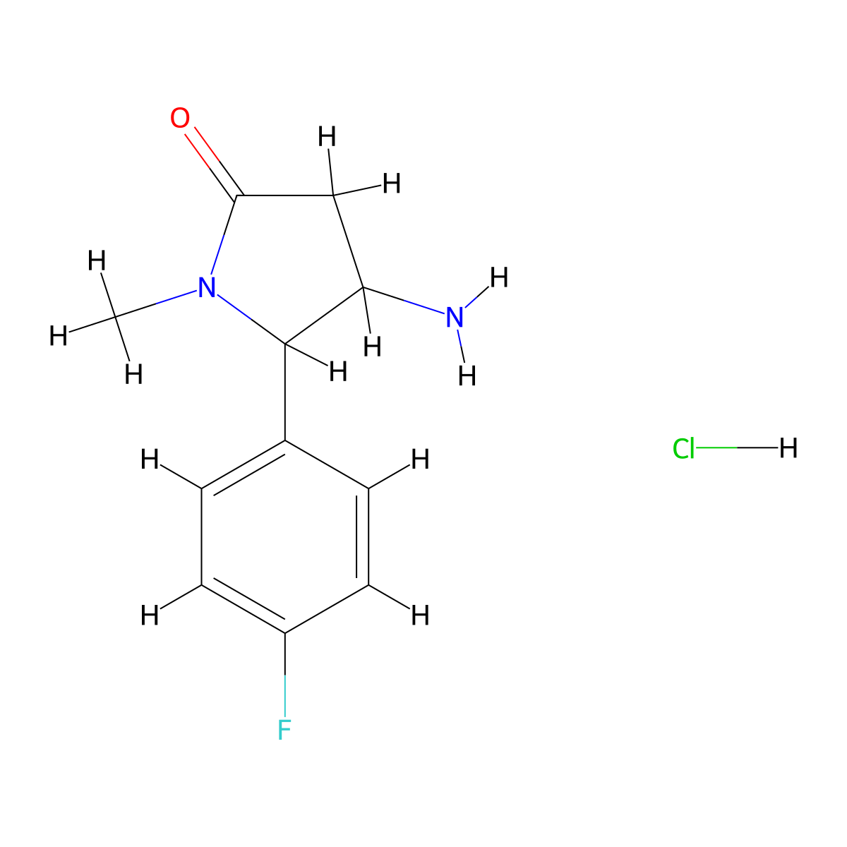 4-Amino-5-(4-fluorophenyl)-1-methylpyrrolidin-2-one hydrochloride molecular structure, CAS 1423032-12-5