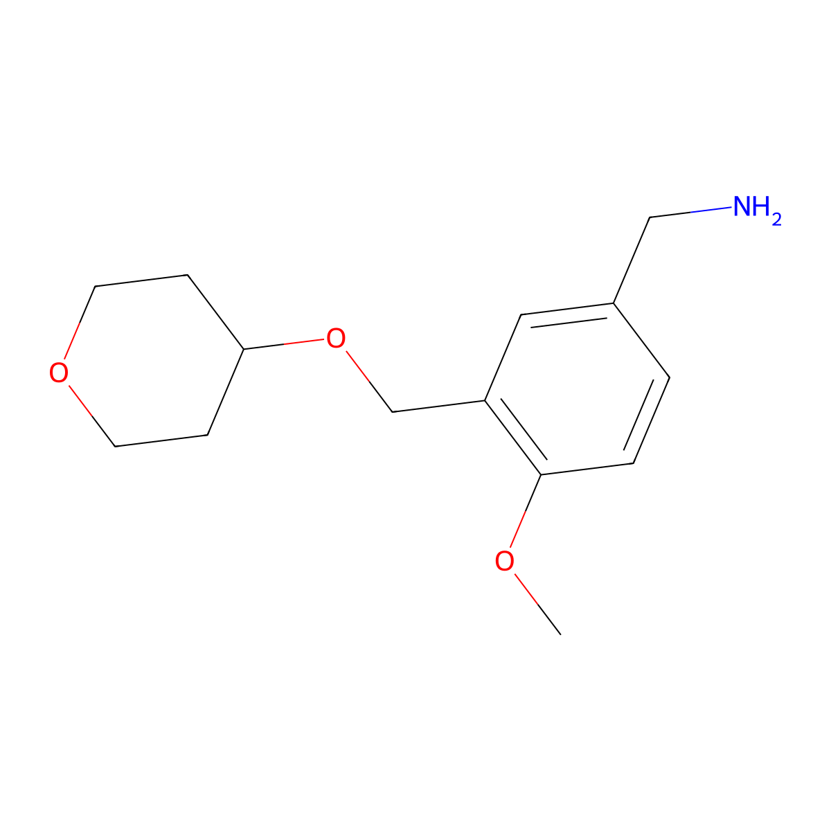{4-Methoxy-3-[(oxan-4-yloxy)methyl]phenyl}methanamine molecular structure, CAS 1423032-13-6