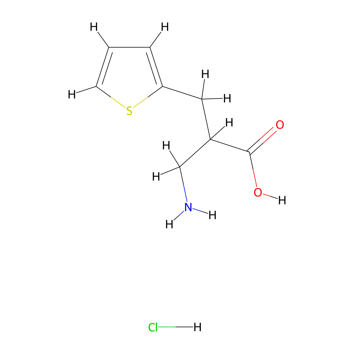3-Amino-2-[(thiophen-2-yl)methyl]propanoic acid hydrochloride molecular structure, CAS 1423032-25-0