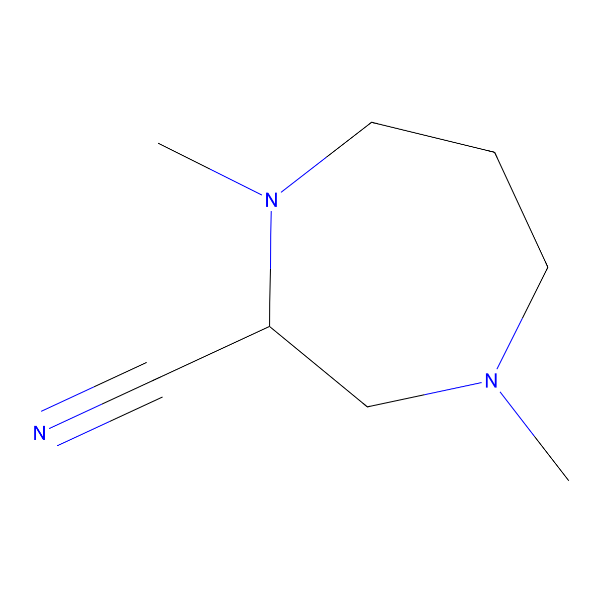 1,4-Dimethyl-1,4-diazepane-2-carbonitrile molecular structure, CAS 1423032-36-3