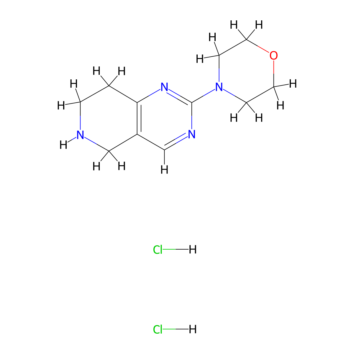 4-{5H,6H,7H,8H-pyrido[4,3-d]pyrimidin-2-yl}morpholine dihydrochloride molecular structure, CAS 1423032-37-4