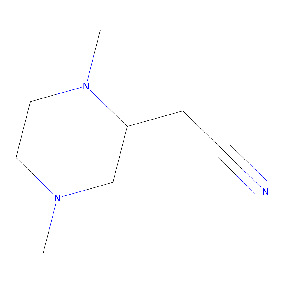 2-(1,4-Dimethylpiperazin-2-yl)acetonitrile molecular structure, CAS 1423032-38-5