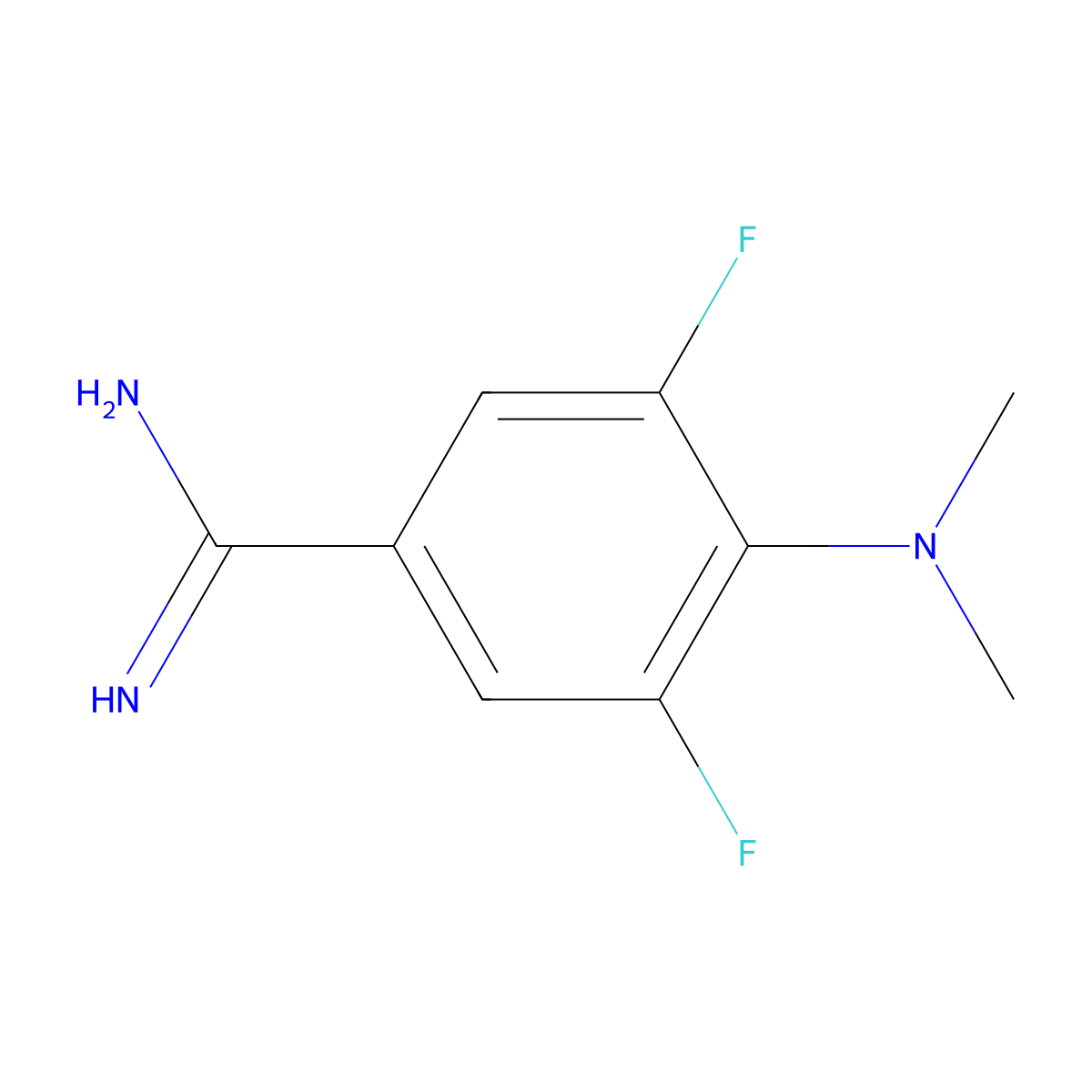 4-(Dimethylamino)-3,5-difluorobenzene-1-carboximidamide molecular structure, CAS 1423032-47-6
