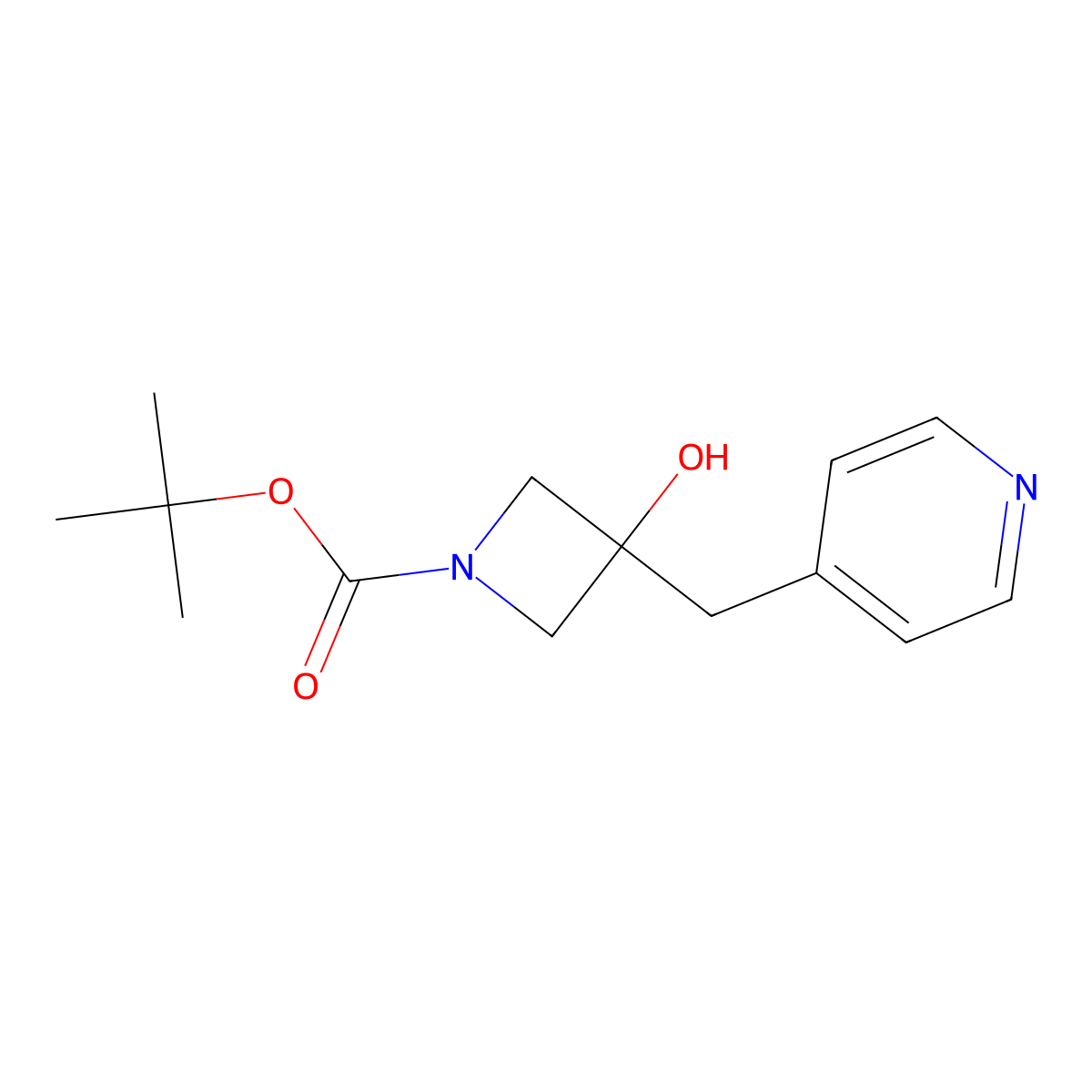Tert-butyl 3-hydroxy-3-(pyridin-4-ylmethyl)azetidine-1-carboxylate molecular structure, CAS 1423032-48-7