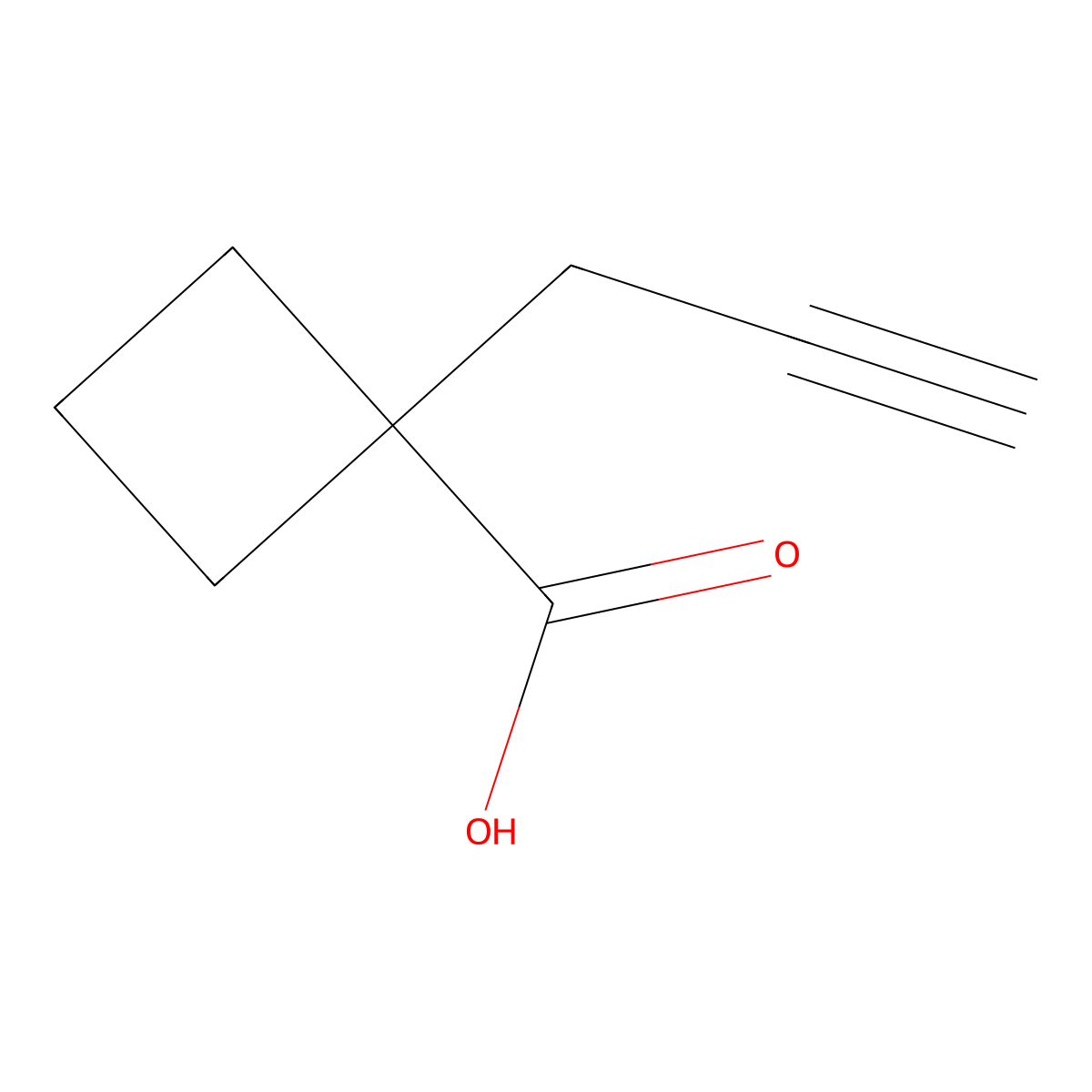 1-(Prop-2-yn-1-yl)cyclobutane-1-carboxylic acid molecular structure, CAS 1423032-50-1